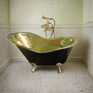 Brass Clawfoot Brass Bathtub With Black Exterior