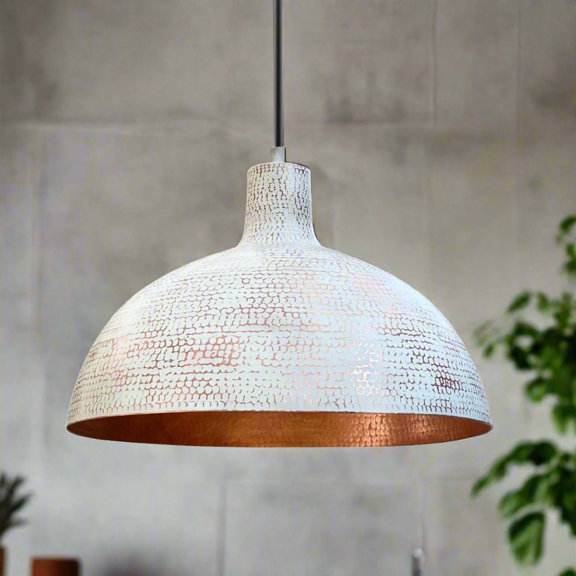 Copper Ceiling Light Shades - White Exterior Kitchen Island Lighting - Xira  - Zayian