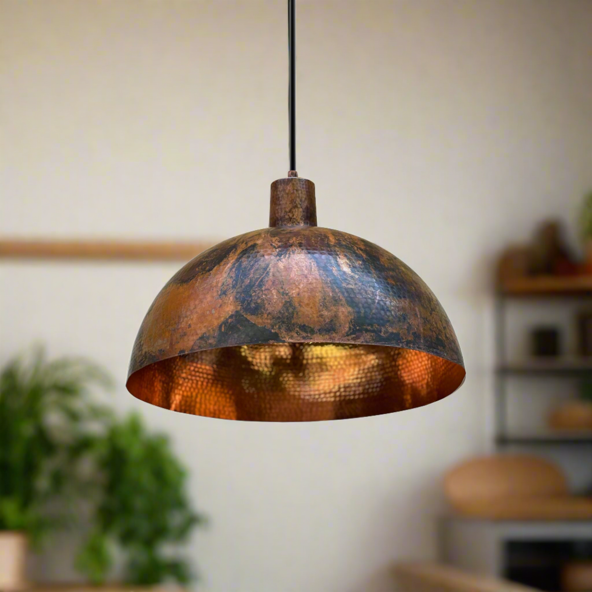 Rustic Hanging Light - Copper farmhouse lighting pendant - Zorva