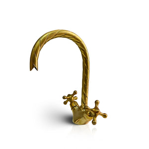 unlacquered brass single hole bathroom faucet