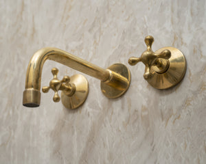  Wall Mounted Faucet With Cross Handles