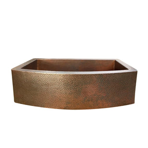 rounded front apron copper kitchen sink