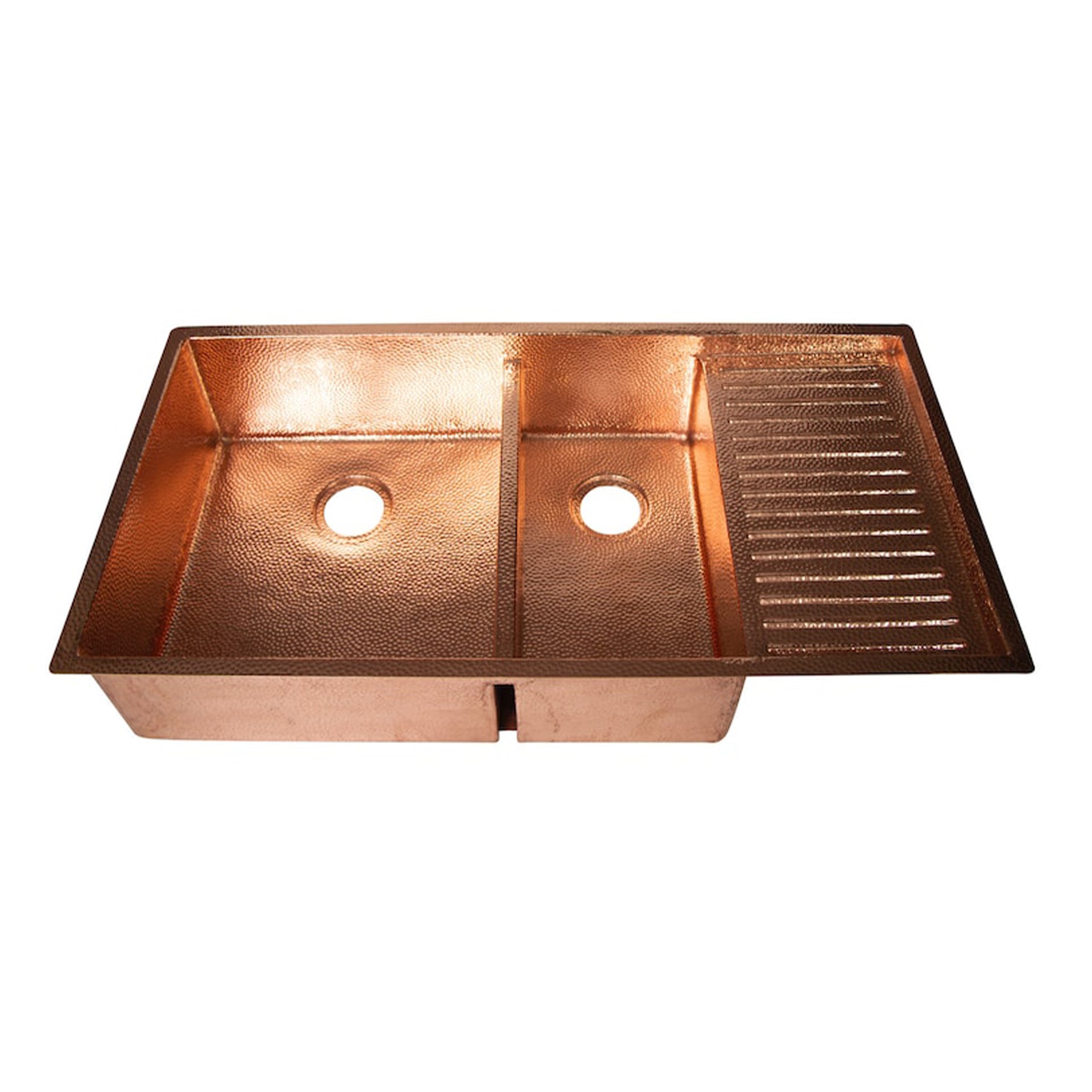 Drop-In Double Bowl Copper Kitchen Sink With Wringer-Vexa - Zayian