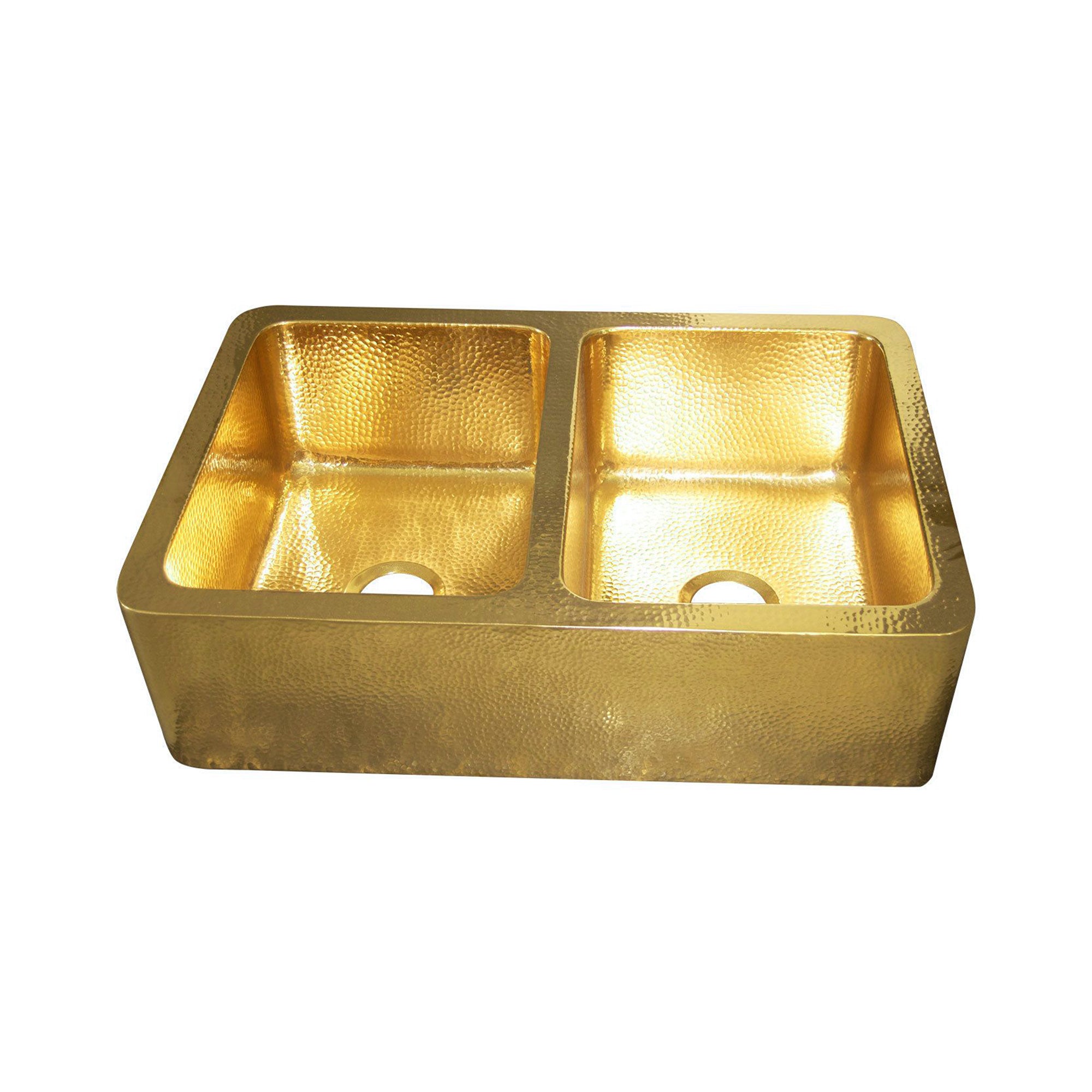 Double bowl brass kitchen sink