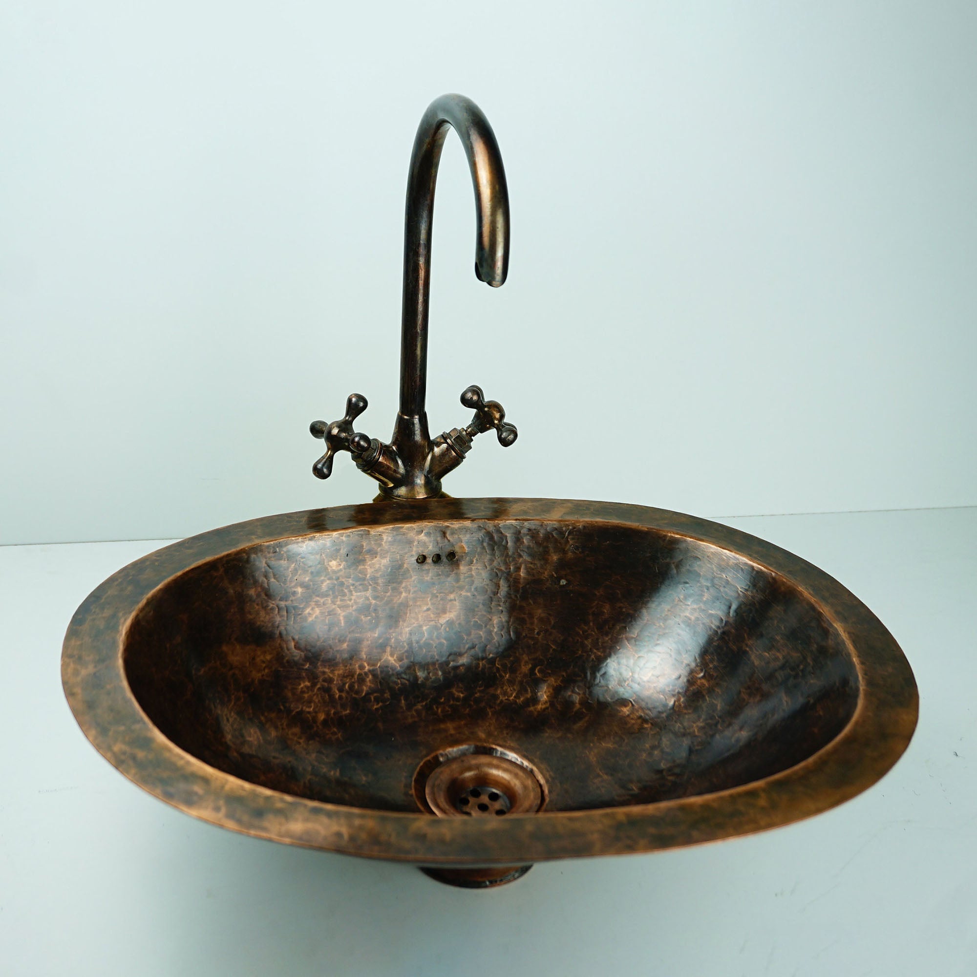 Oil Rubbed Bronze Bathroom Sink, Oval Vintage Handcrafted Drop in Sink 