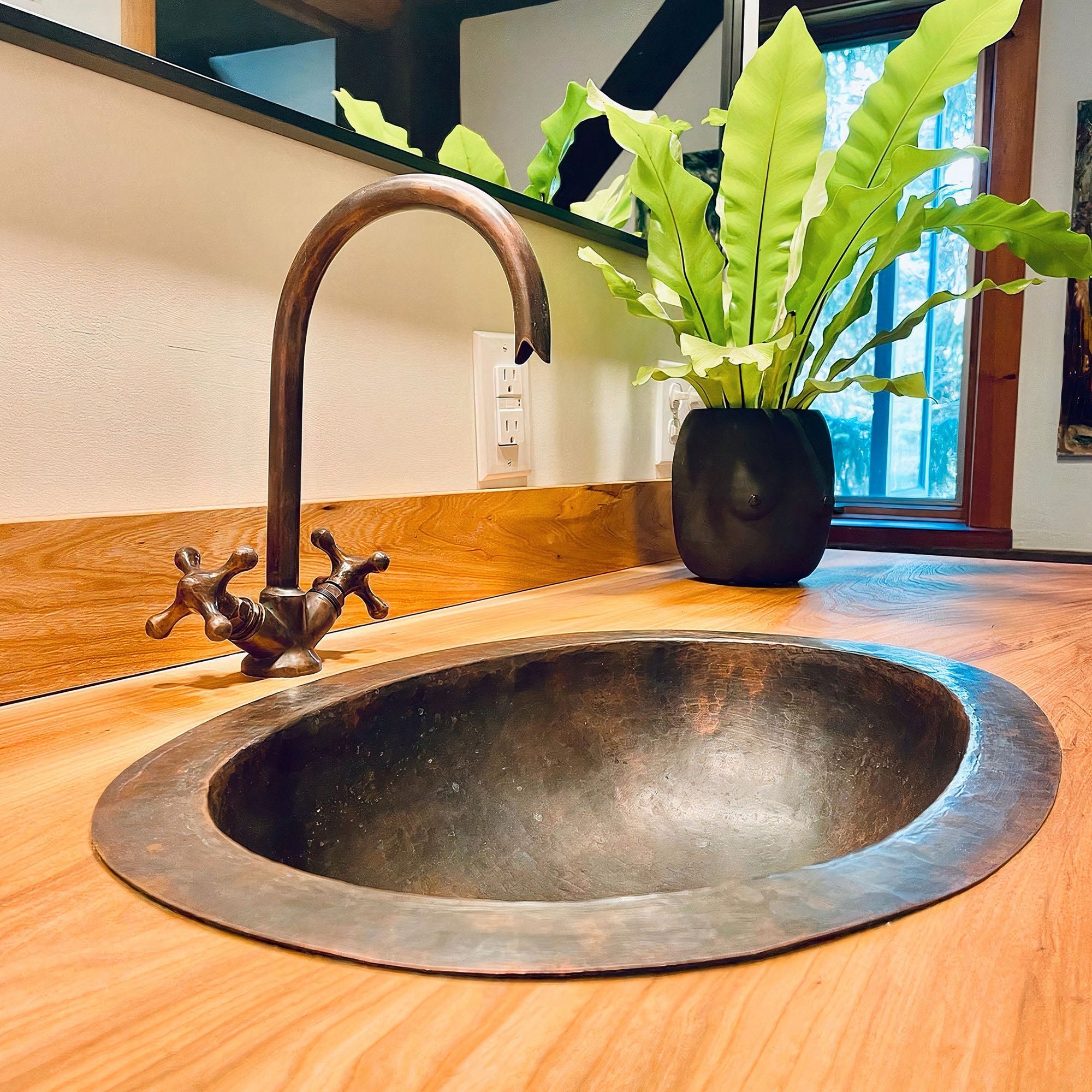 Oil Rubbed Bronze Bathroom Sink, Oval Vintage Handcrafted Drop in Sink 