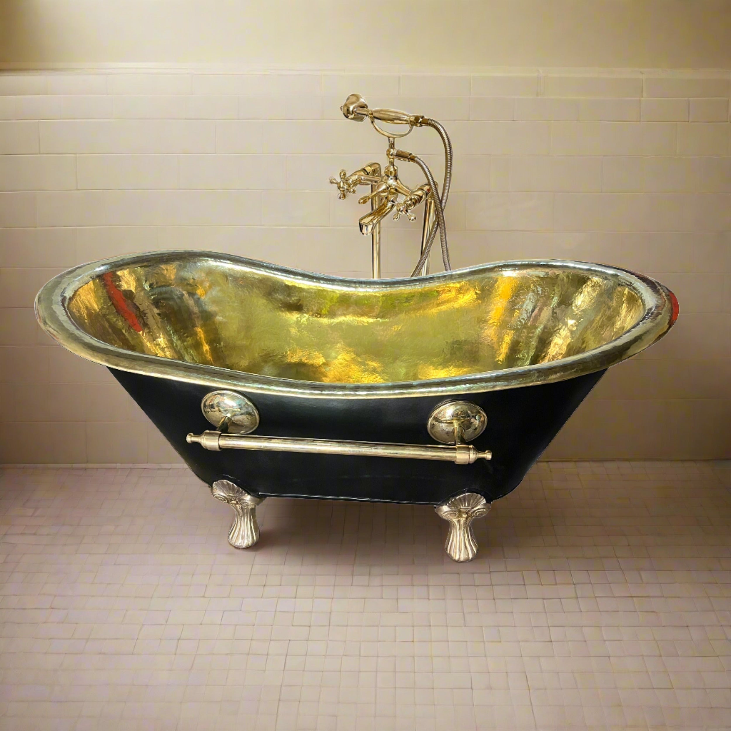 Solid Brass Black Clawfoot Bathtub 