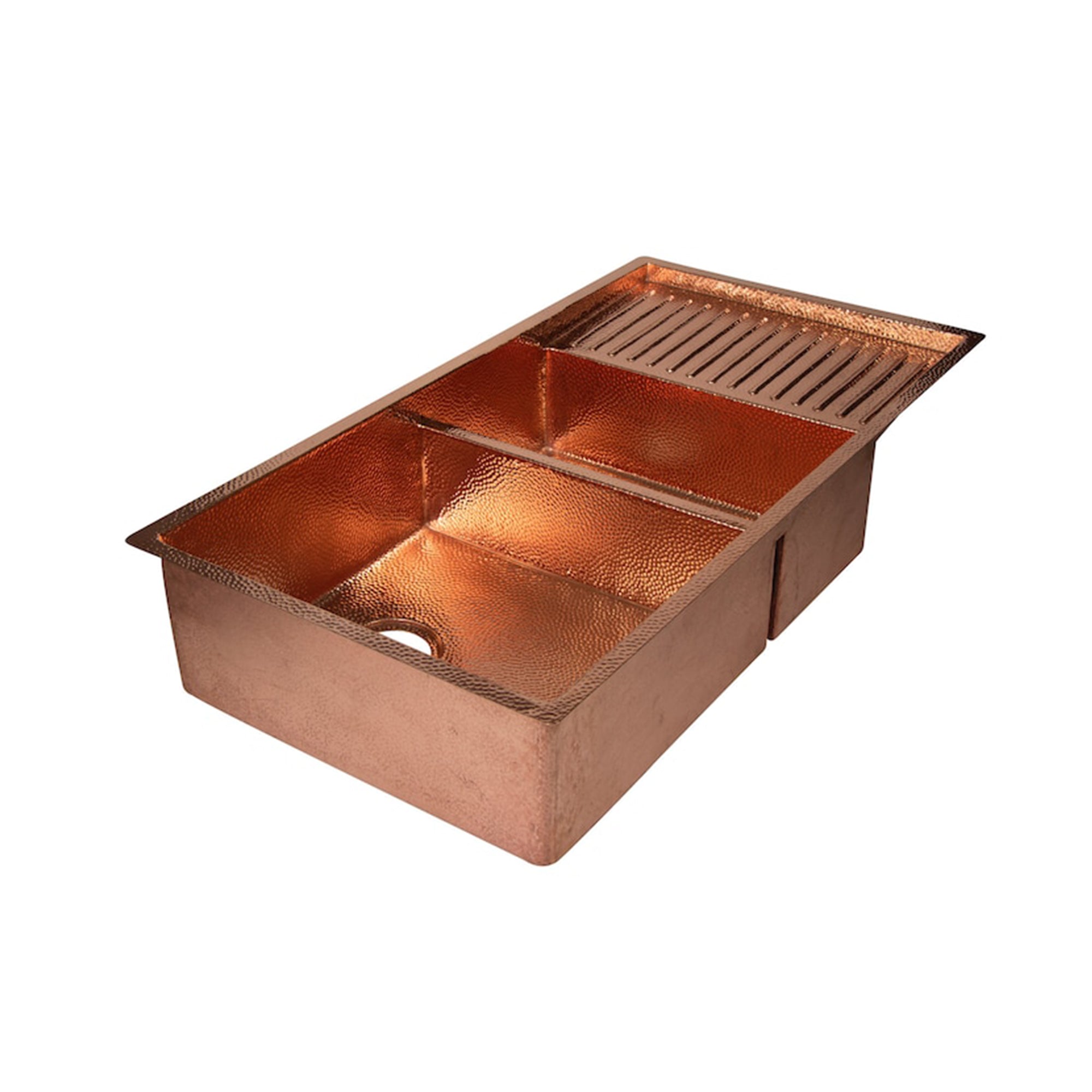 Drop-In Double Bowl Copper Kitchen Sink With Wringer-Vexa - Zayian