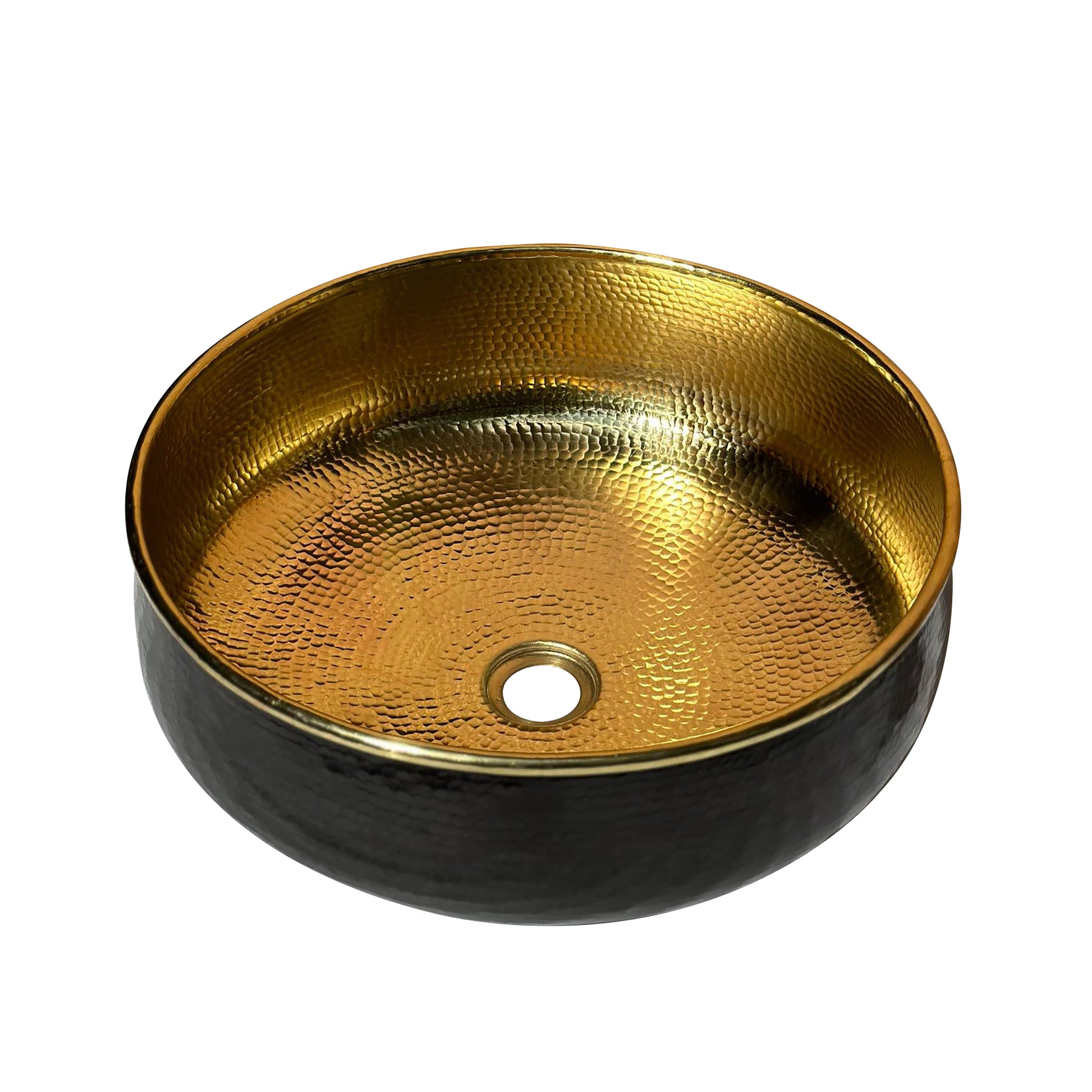 Handcrafted Brass Vessel Sink -Black Round Bathroom Sink Nya - Zayian