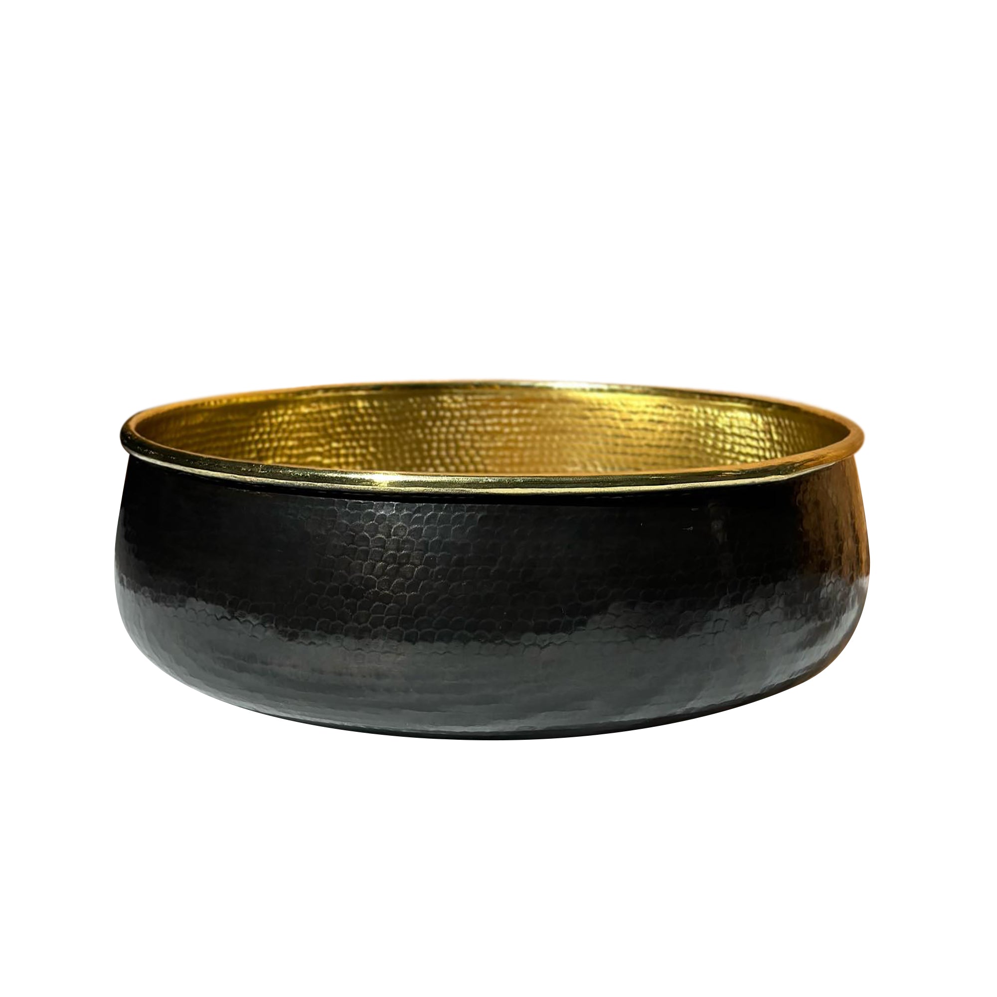 Handcrafted Brass Vessel Sink -Black Round Bathroom Sink Nya - Zayian