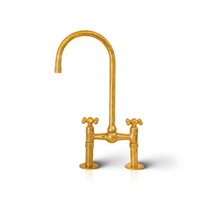 Unlacquered Brass Bridge Kitchen Faucet With Ball Center - Zayian