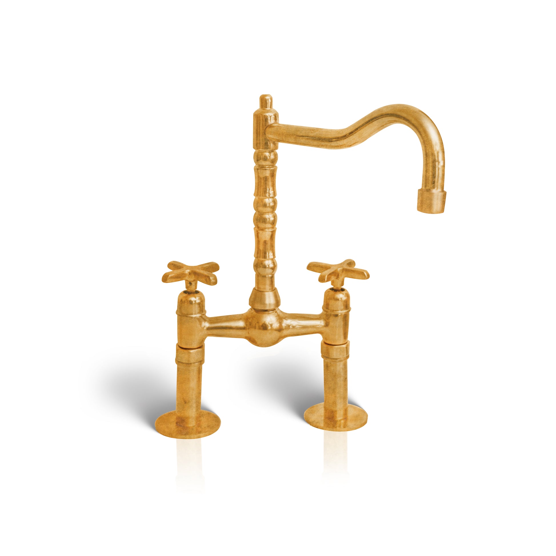 Unlacquered Brass Old Style Deck Mount Kitchen Faucet - Zayian
