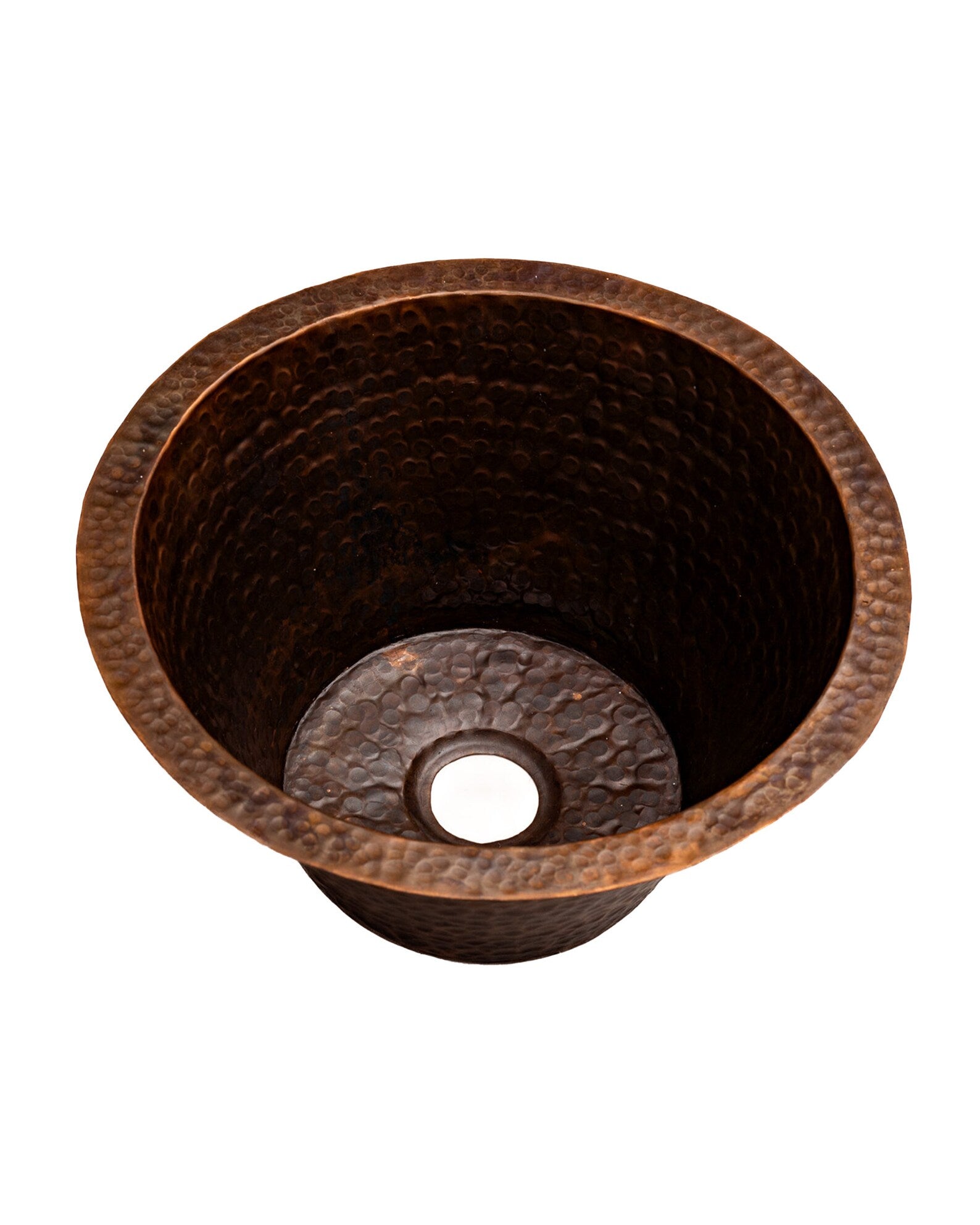 Aged Copper Round Bar Sink - Hammered Finish - Zayian