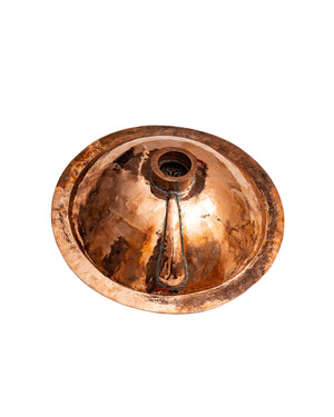 Round Copper drop-in bathroom sink , Handcrafted engraved copper sink - Zayian