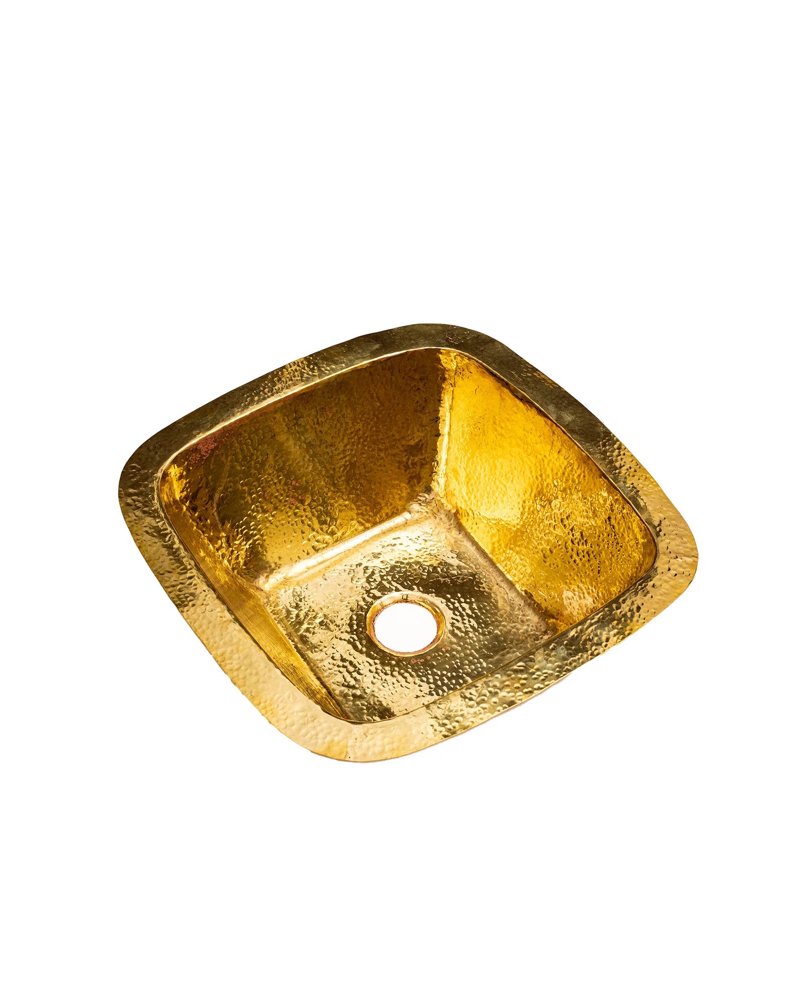 Hammered Unlacquered Brass Square Bar Sink - Zayian