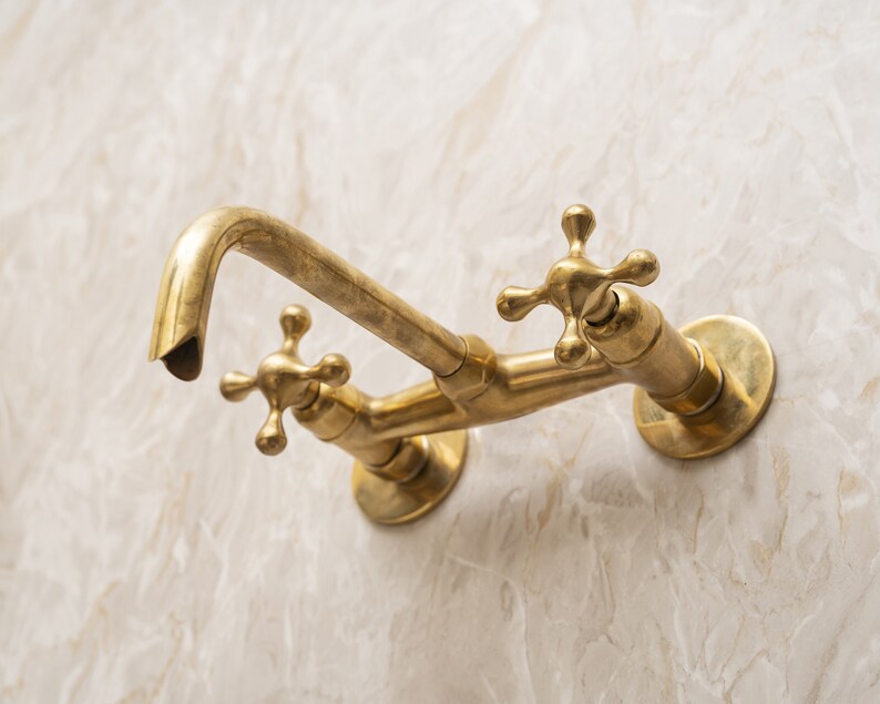 Wall Mounted Bathroom Faucet With Cross Handles