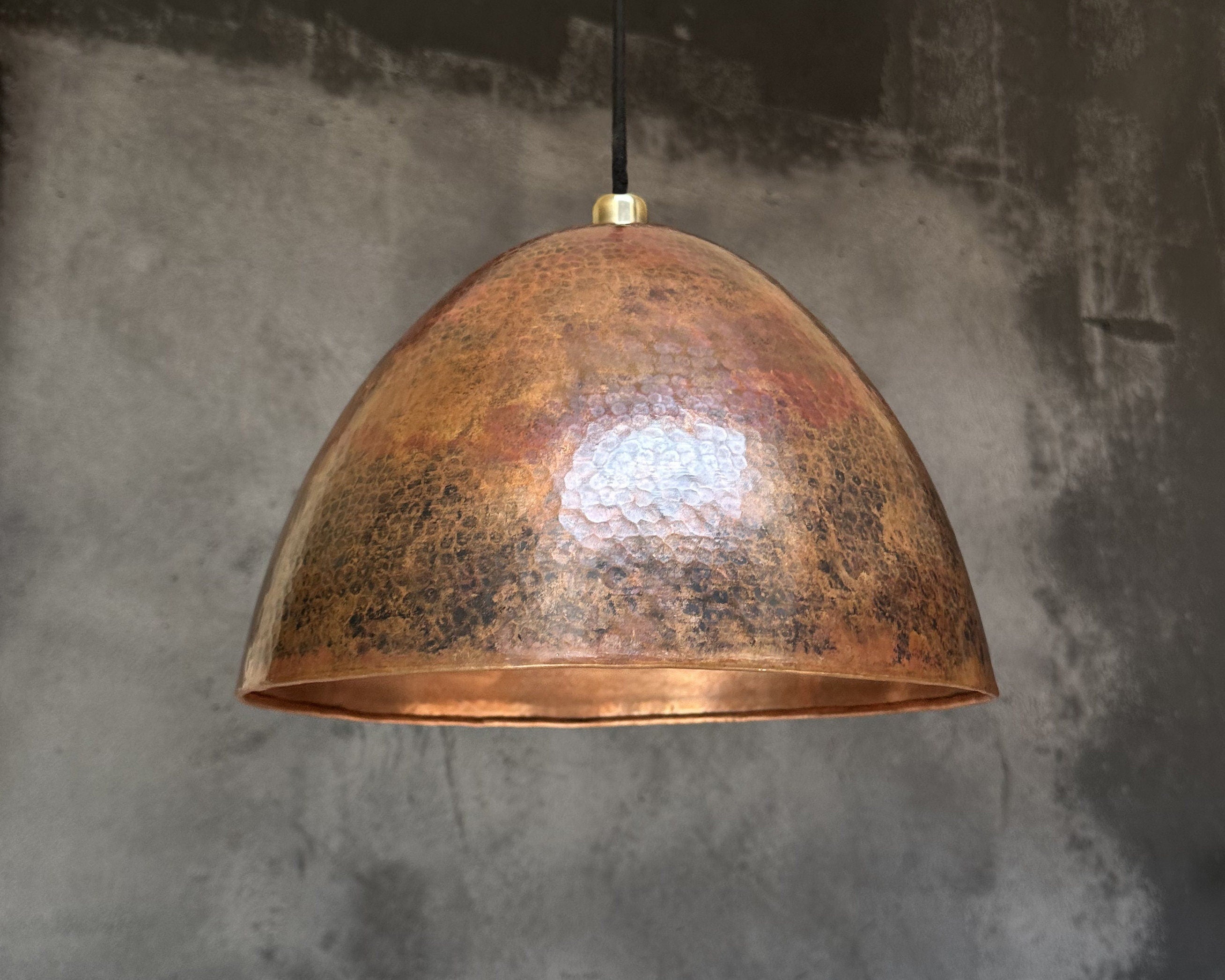 Hammered Copper Pendant Light Kitchen, Rustic Copper Pendant Light - Zayian