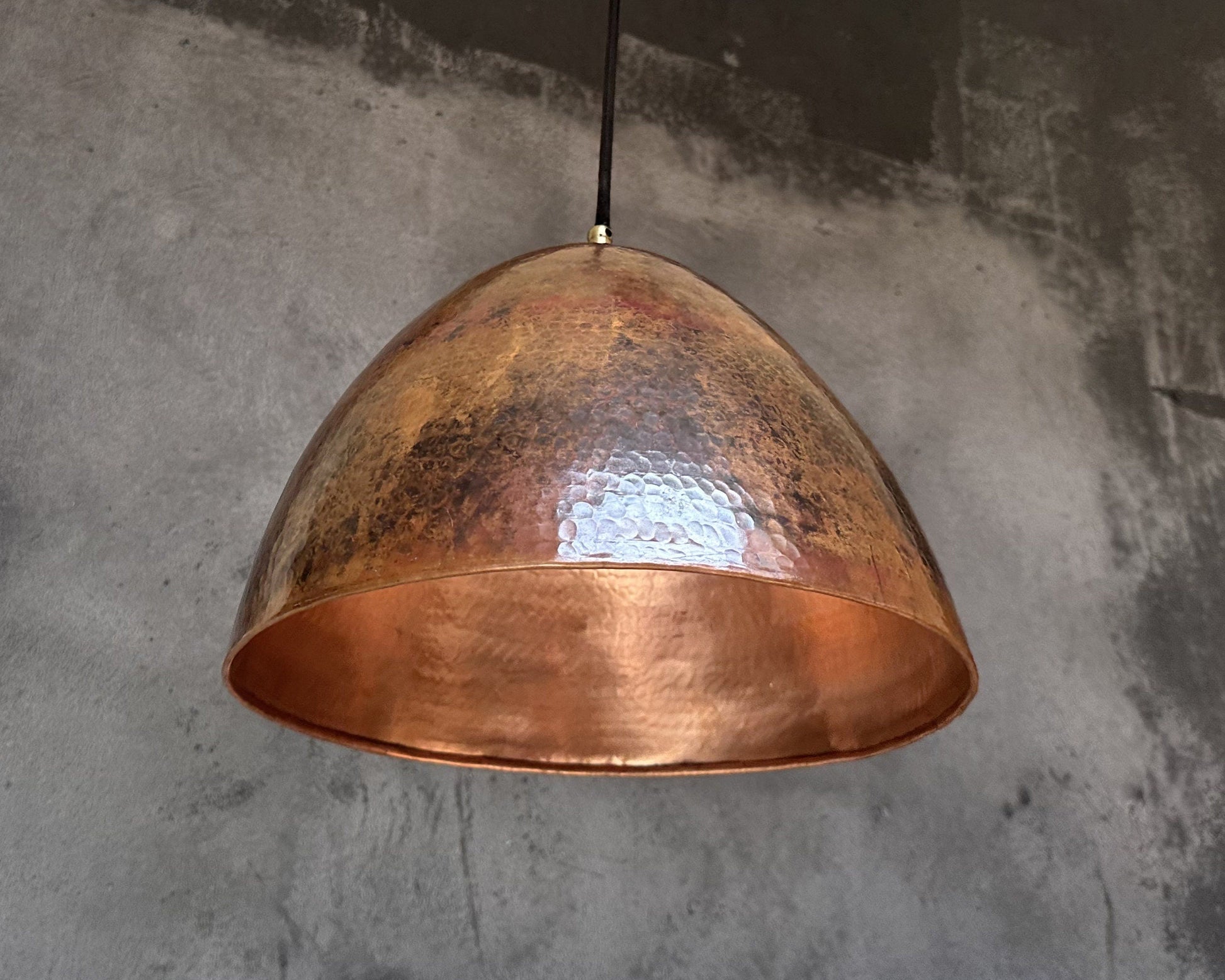 Hammered Copper Pendant Light Kitchen, Rustic Copper Pendant Light - Zayian