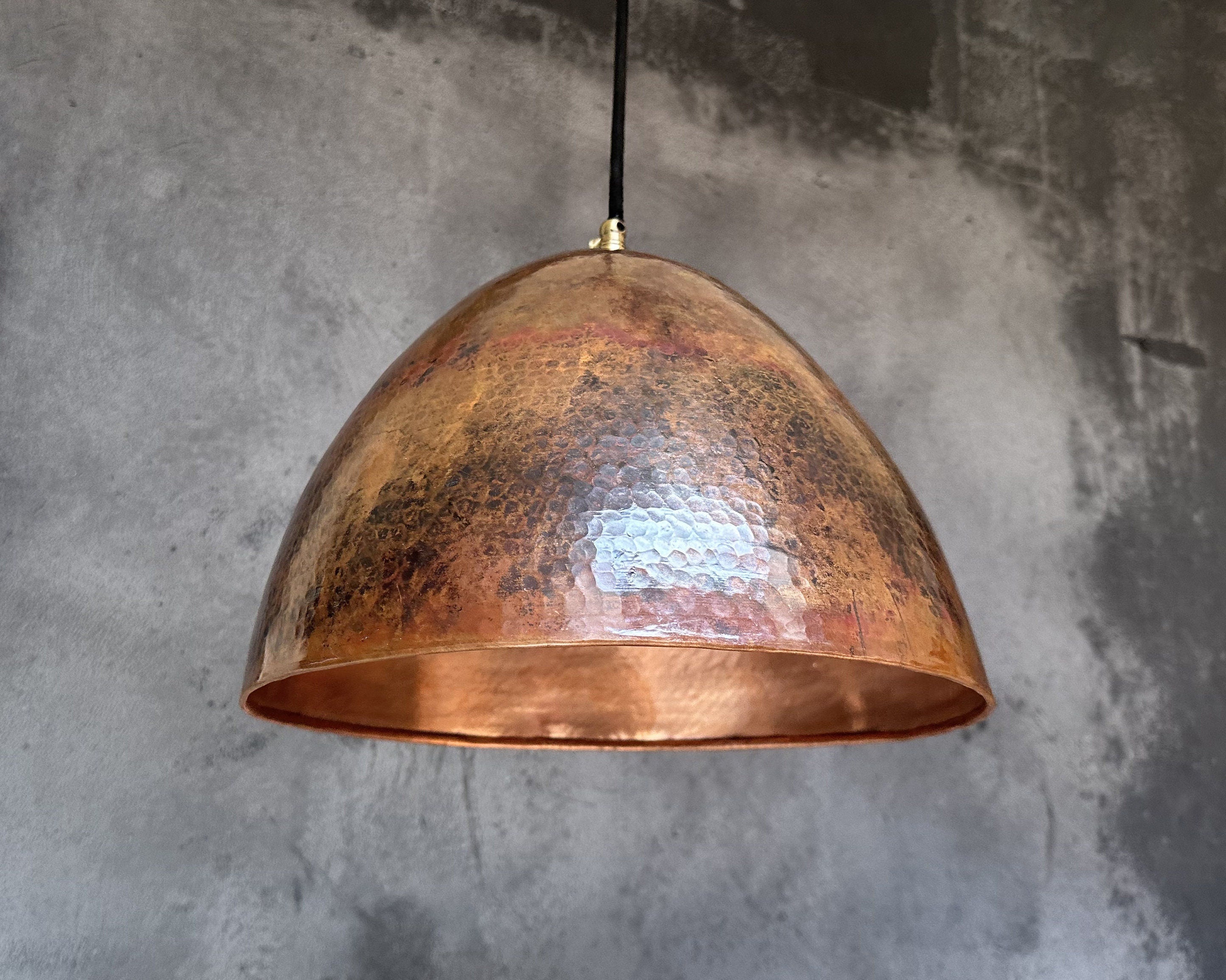 Hammered Copper Pendant Light Kitchen, Rustic Copper Pendant Light - Zayian