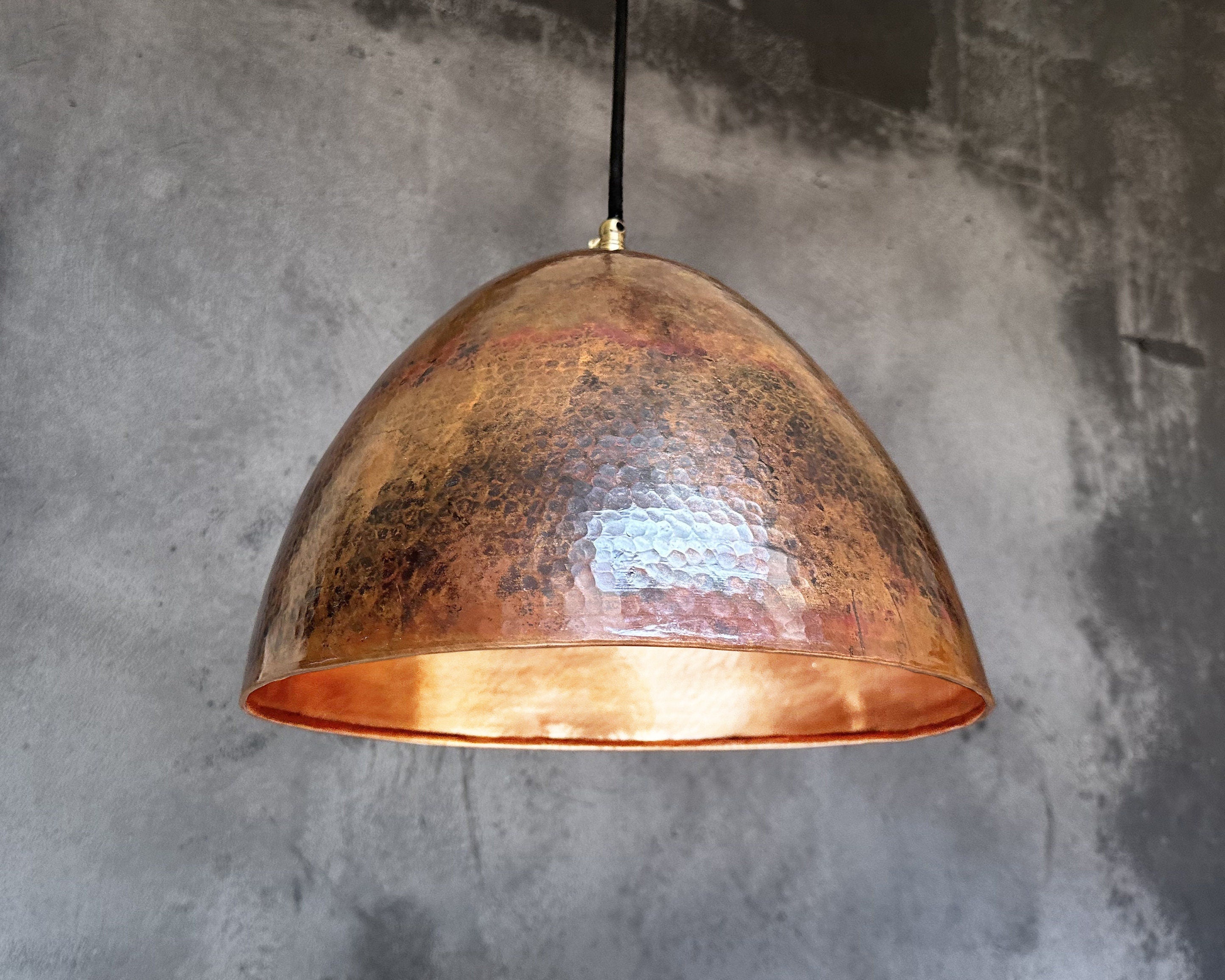 Hammered Copper Pendant Light Kitchen, Rustic Copper Pendant Light - Zayian