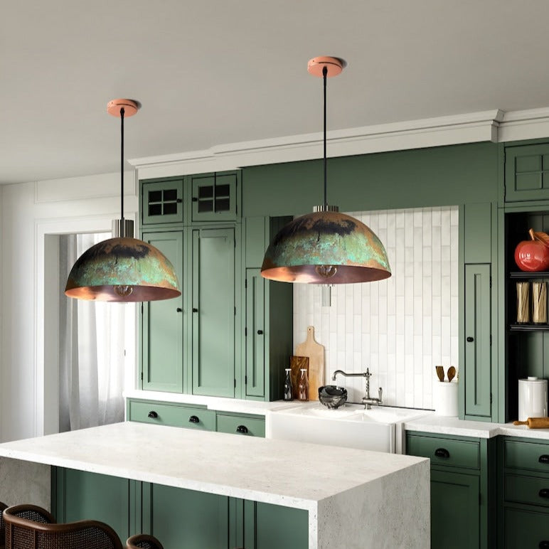 island copper kitchen lighting