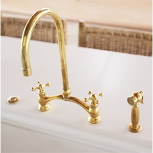 Unlacquered Brass Kitchen Faucet With Sprayer - Zayian