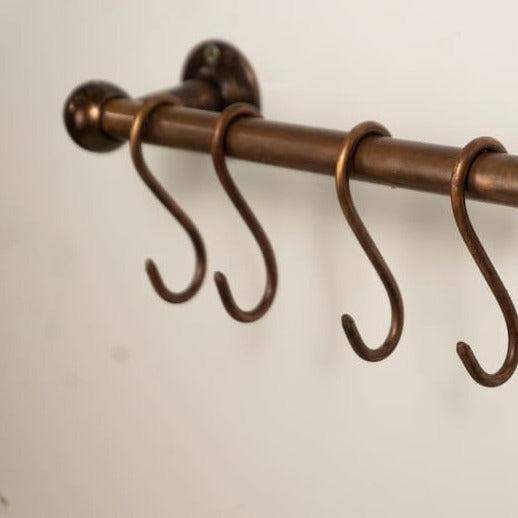 Oil Rubbed Pot Rack kitchen Storage - Copper Kitchen Rail with Hooks - Zayian