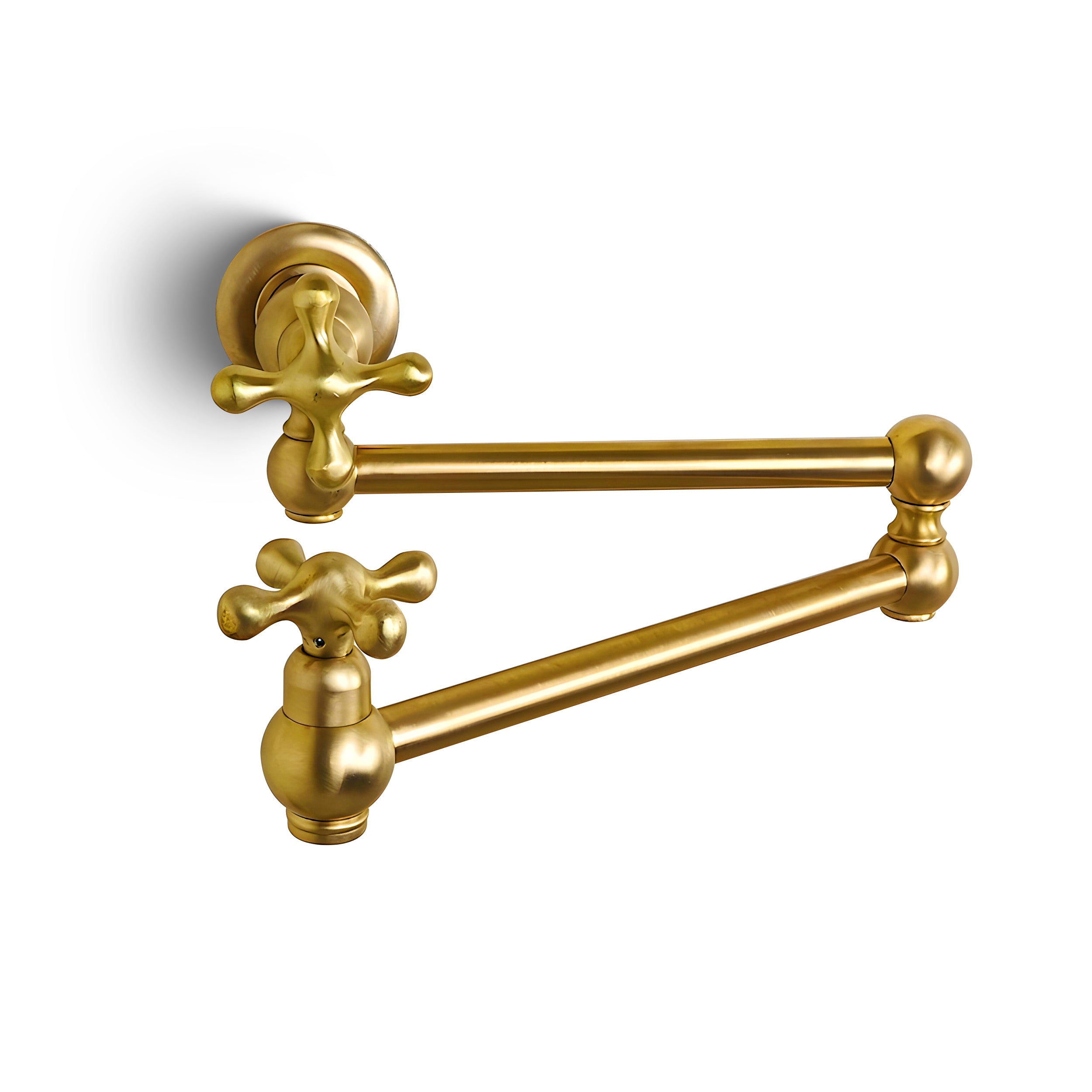 Unlacquered Brass Pot Filler Faucet With Cross Handle - Zayian