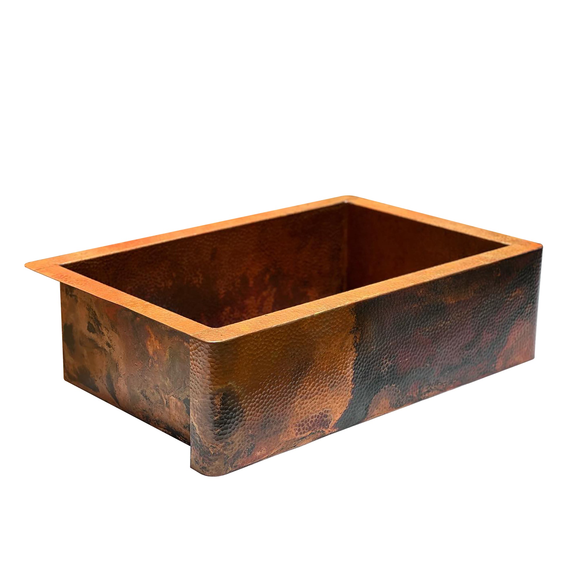 Hammered Copper Apron Front Single Kitchen Basin Sink