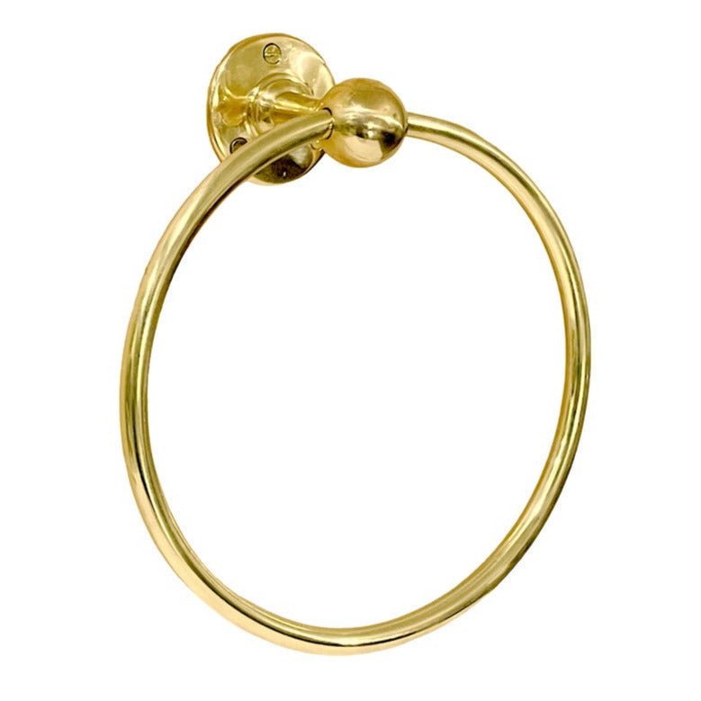 Unlacquered brass towel holder ring.