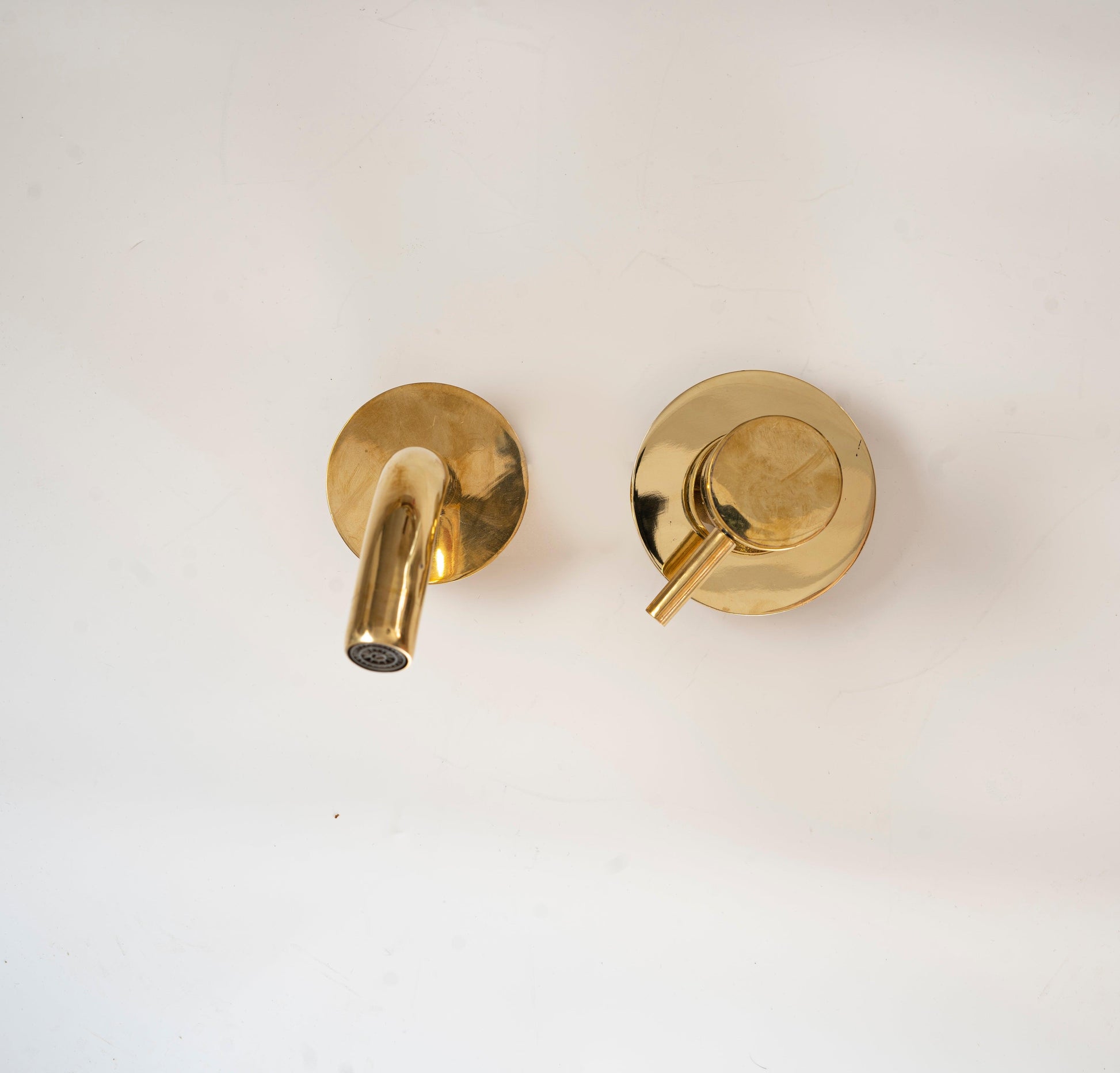 Unlacquered Brass Wall Mount Single Handle Mixer Bathroom Faucet Zayian