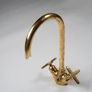Unlacquered Brass Gooseneck Bathroom Faucet Zayian