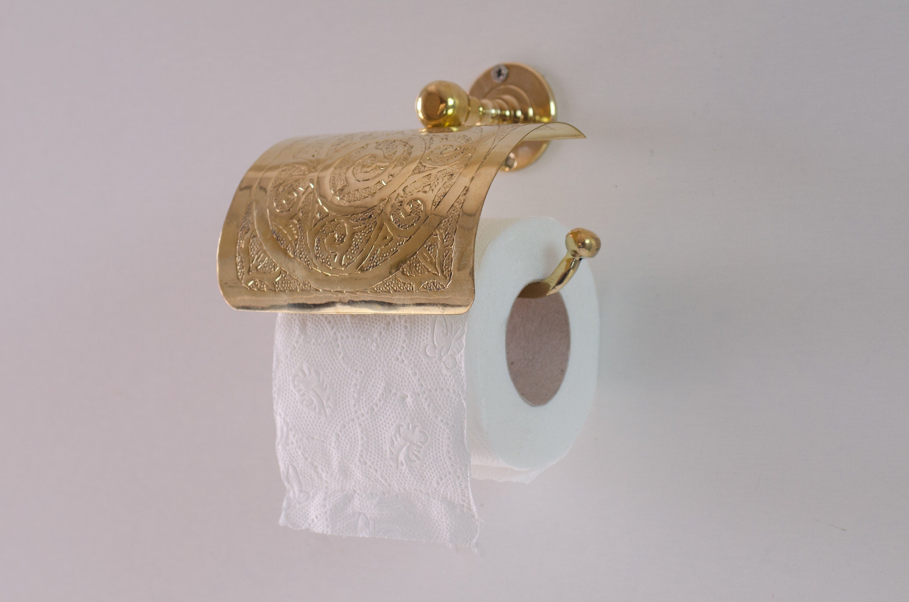 Solid Brass Toilet Paper Holder, Handcrafted Powder Room Roll