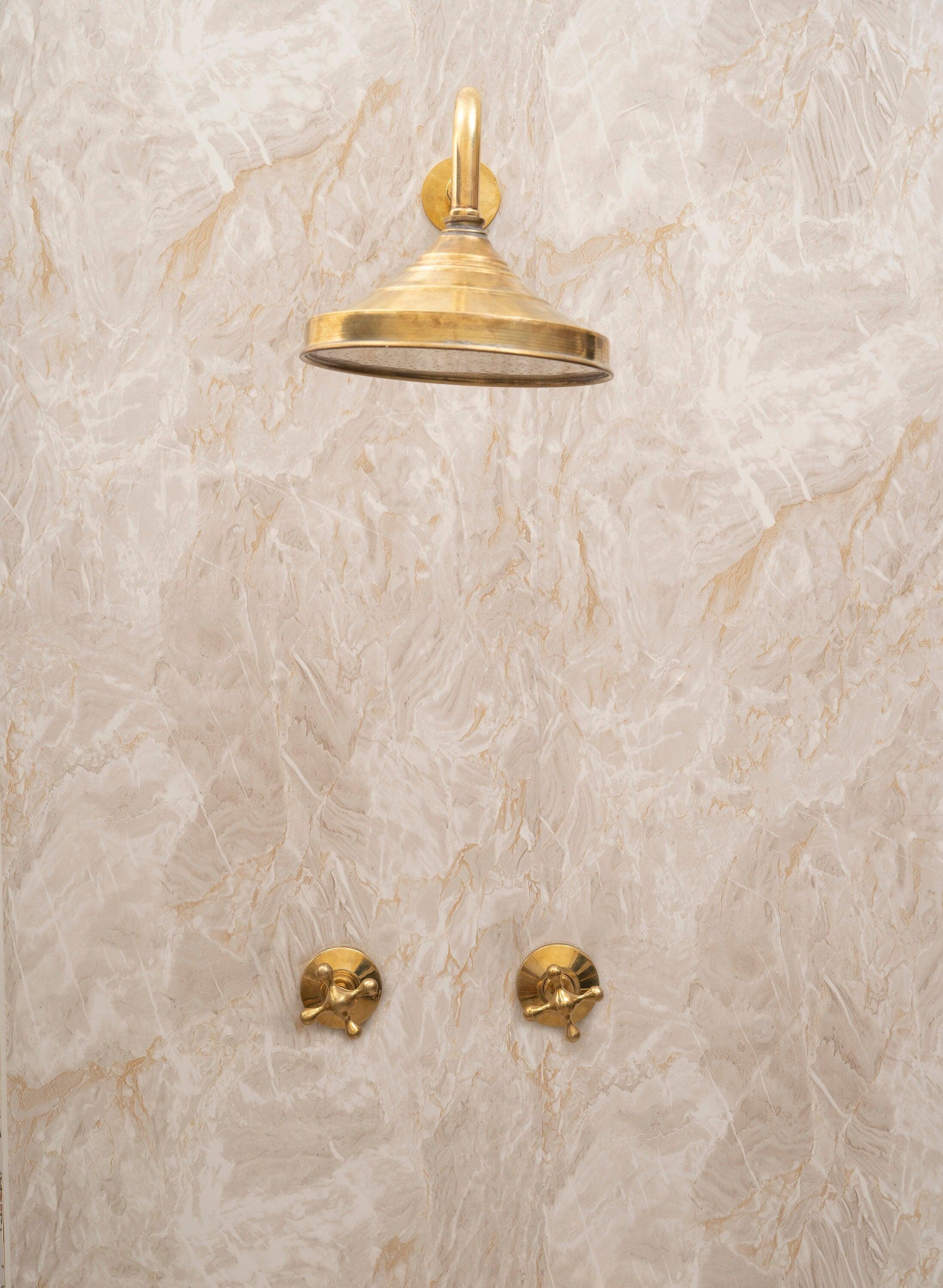 Unlacquered Brass Shower System with Handels & Rough-In Valve included Zayian