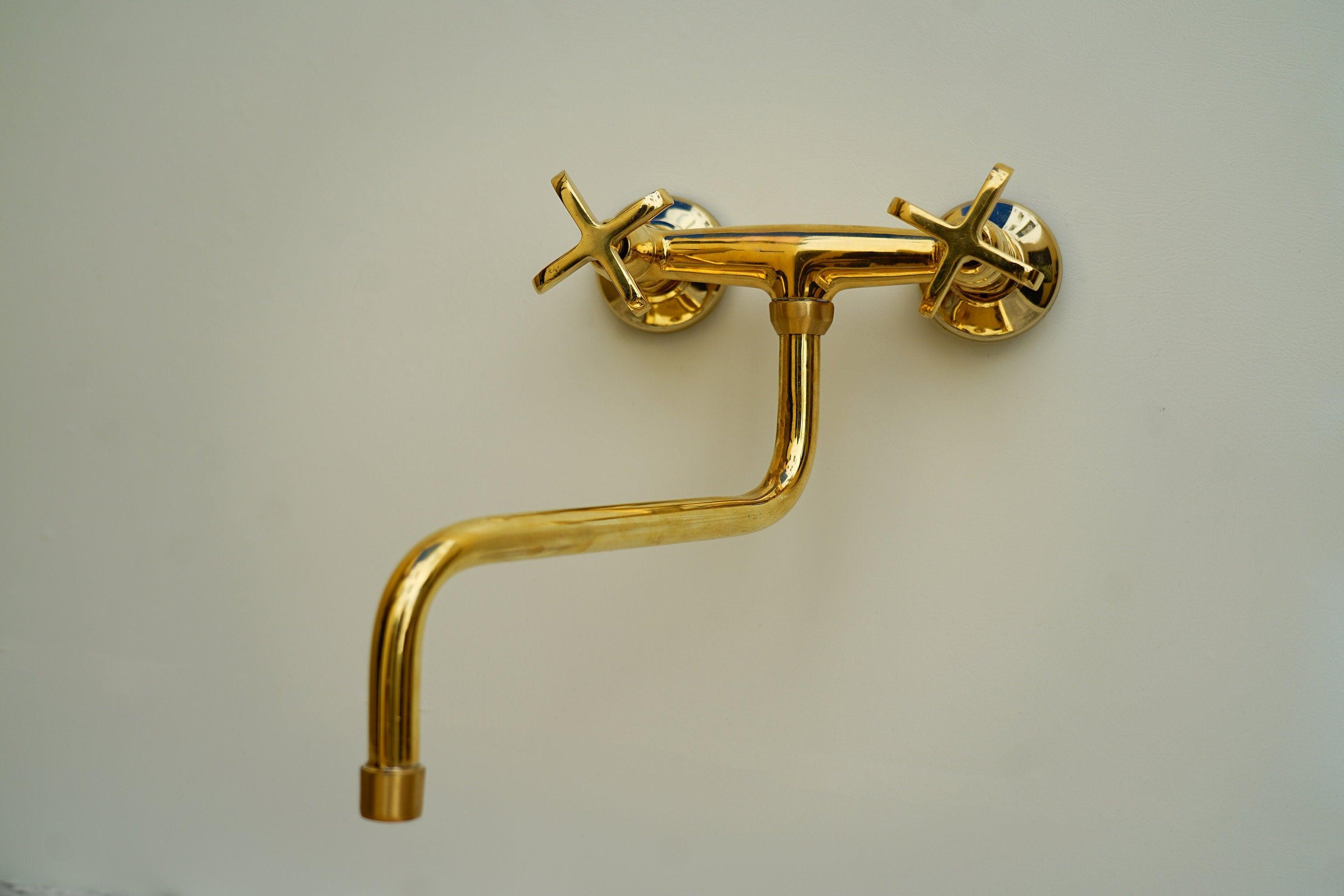 Hammered Patina Brass Wall Mount Sink With Solid Brass Faucet