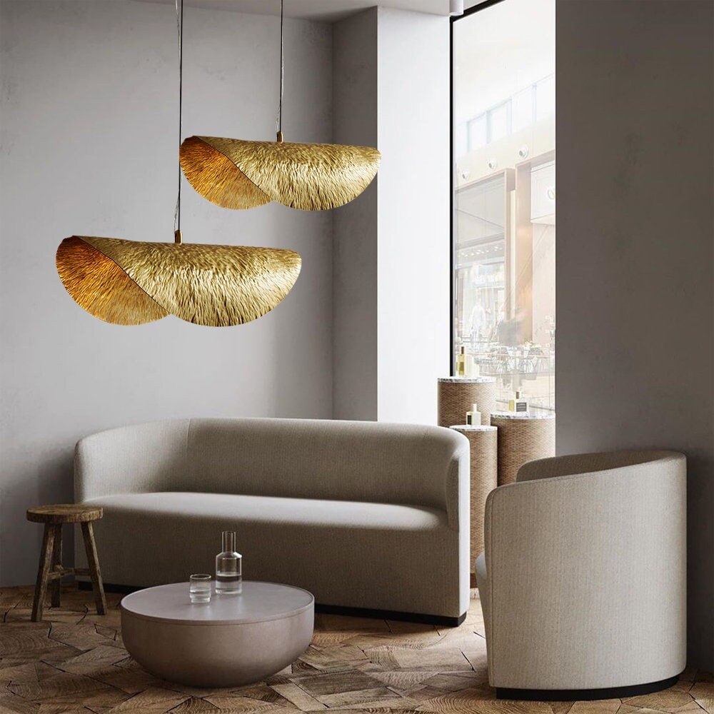 Elegant Gold Lotus Leaf Pendant Light - Nature-inspired Beauty Zayian 