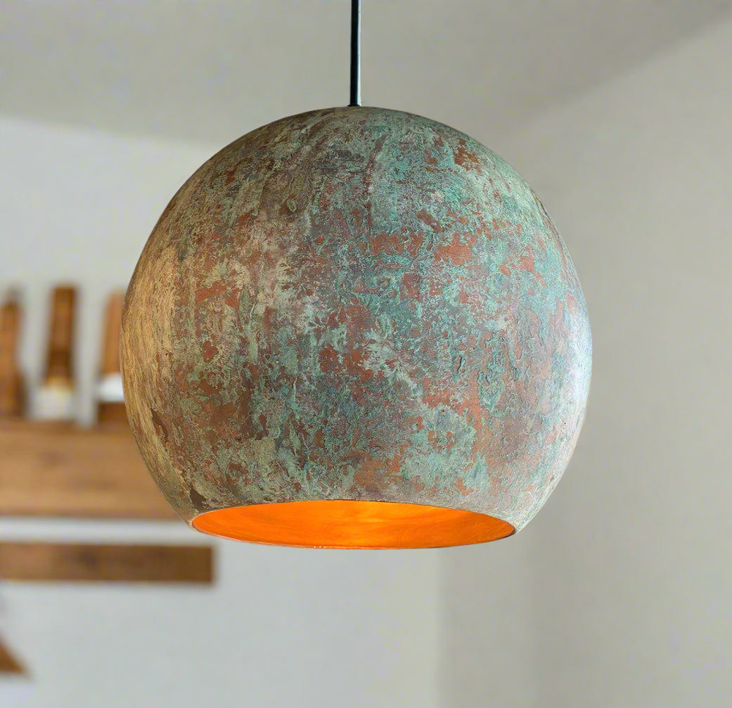 Rustic Copper Patina Pendant Light Zayian 