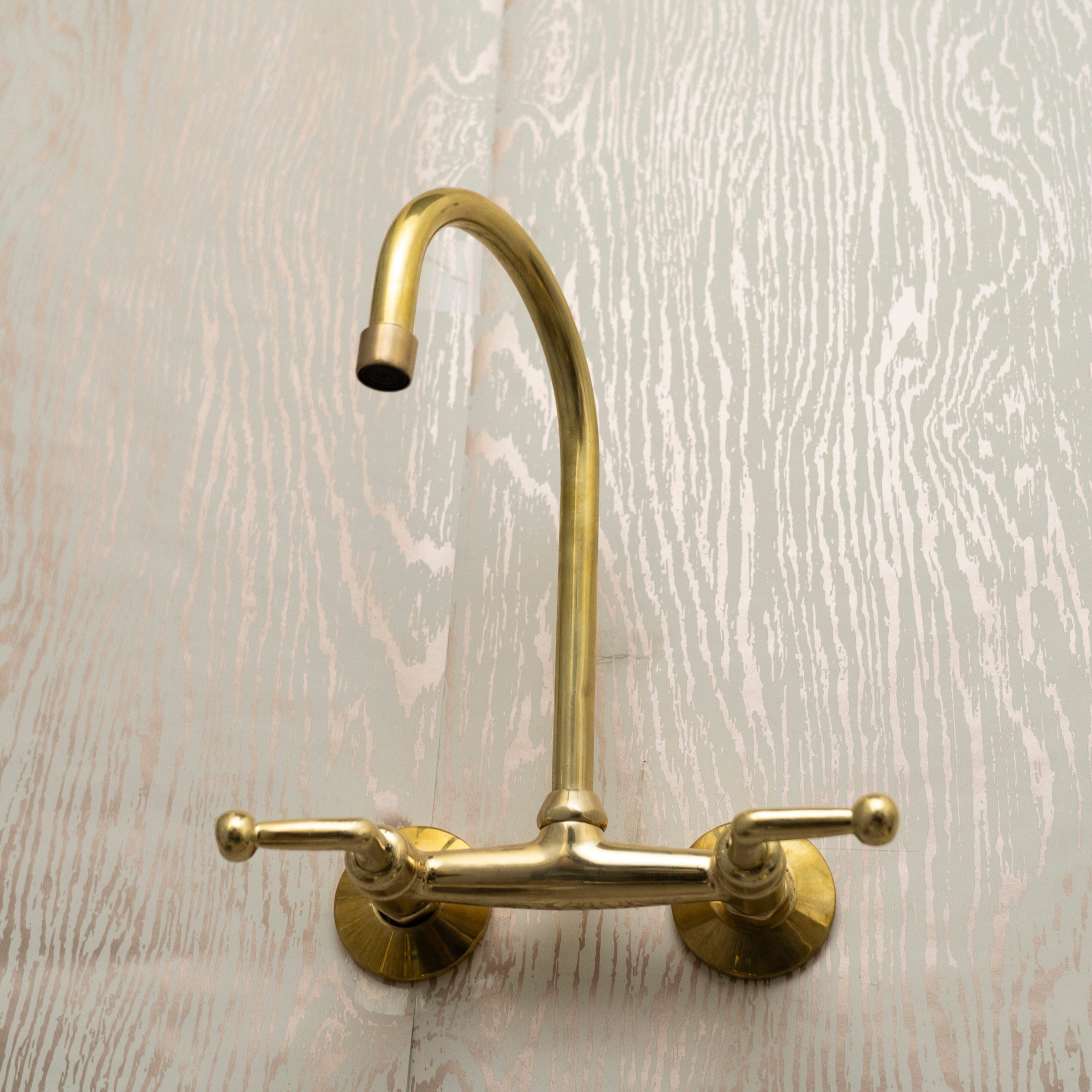 Unlacquered Brass Wall-Mount Kitchen Faucet Zayian 