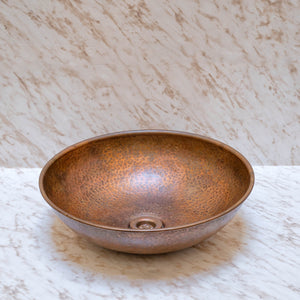 Round Aged Copper Vessel Sink Bathroom Zayian