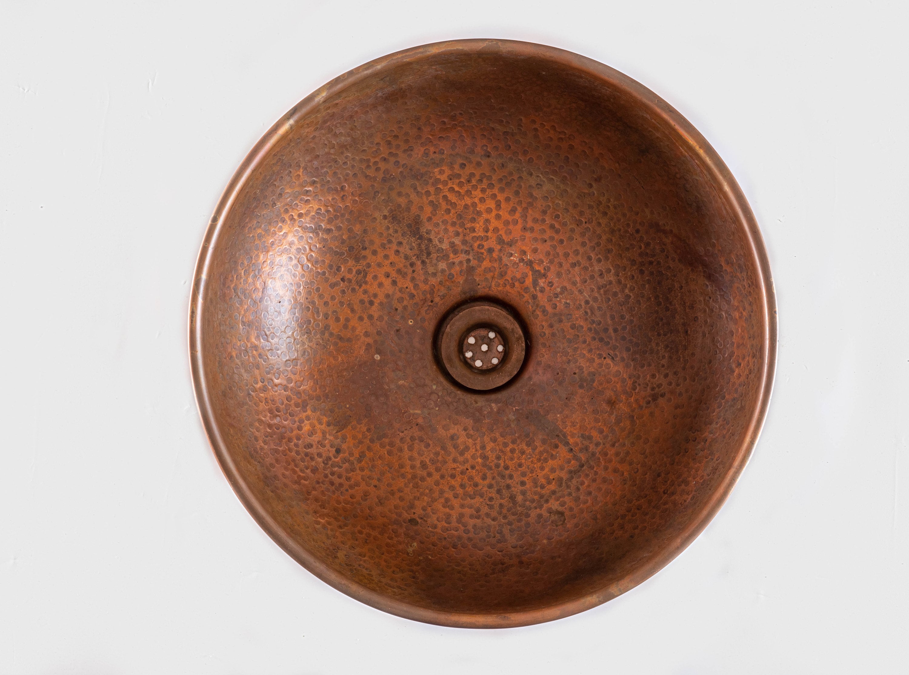 Round Aged Copper Vessel Sink Bathroom Zayian