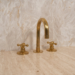 Widespread Unlacquered Brass Bathroom Faucet 3 Holes Zayian