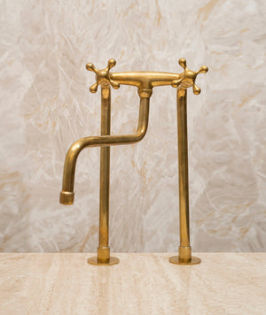 Unlacquered Brass Kitchen Bridge Faucet with Sprayer Zayian