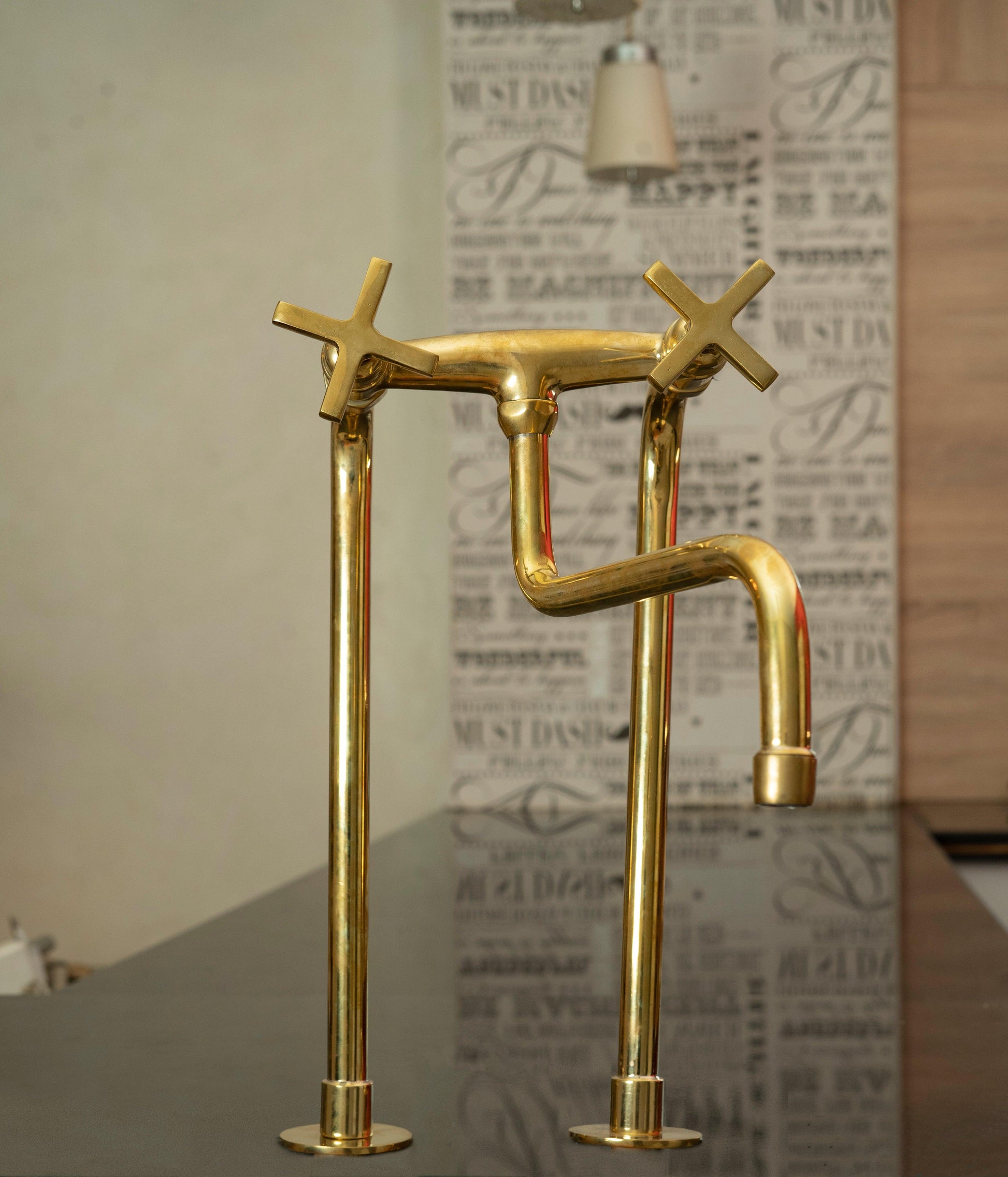 Unlacquered Brass Kitchen Bridge Faucet with Sprayer Zayian