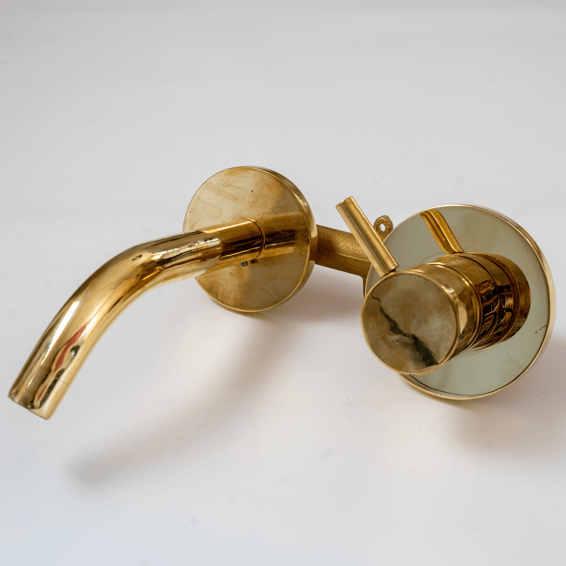 Unlacquered Brass Wall Mount Single Handle Mixer Bathroom Faucet Zayian