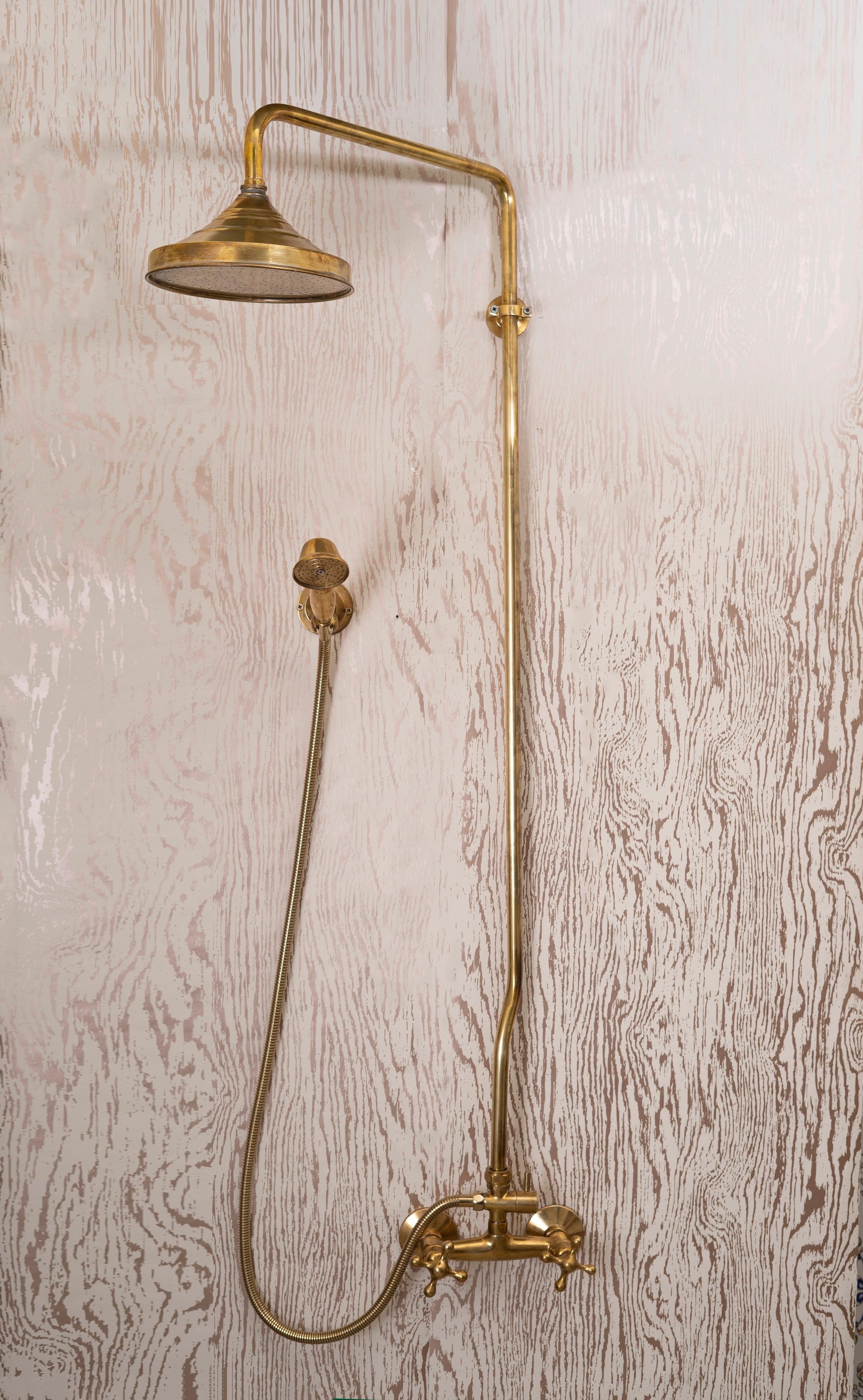 Unlacquered Brass Shower System - Round Head Zayian