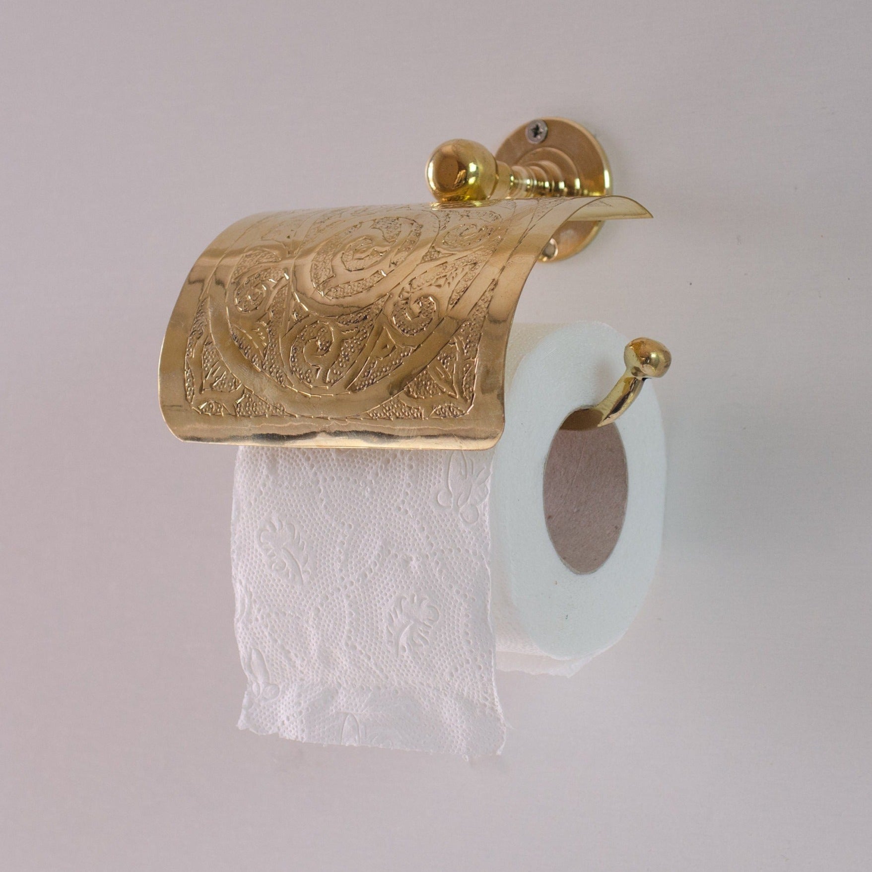 Solid Brass Toilet Paper Holder, Handcrafted Powder Room Roll Holder Zayian