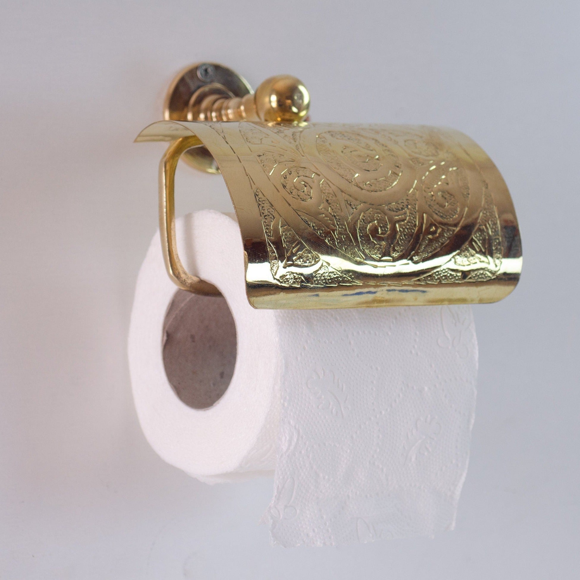 Solid Brass Toilet Paper Holder, Handcrafted Powder Room Roll Holder Zayian