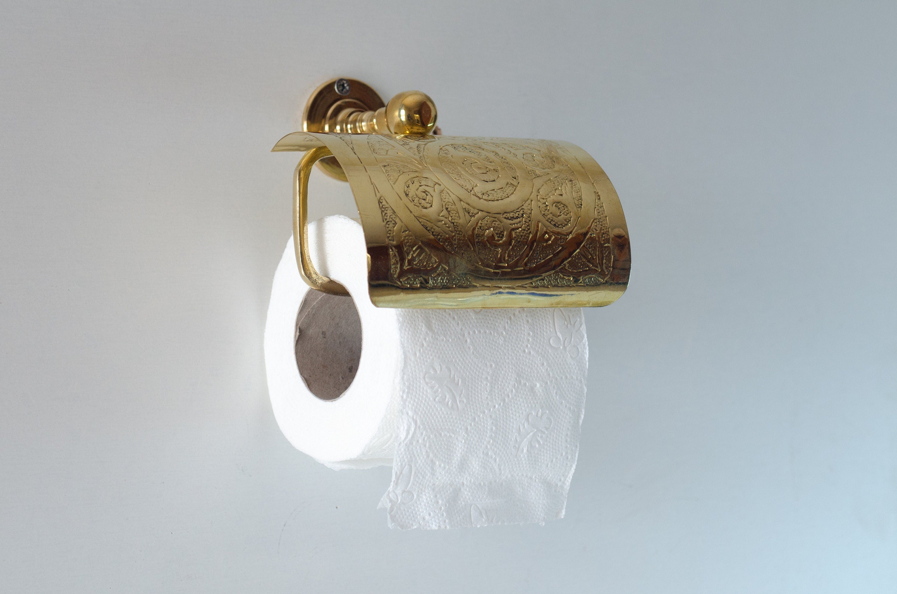 Solid Brass Toilet Paper Holder, Handcrafted Powder Room Roll Holder Zayian