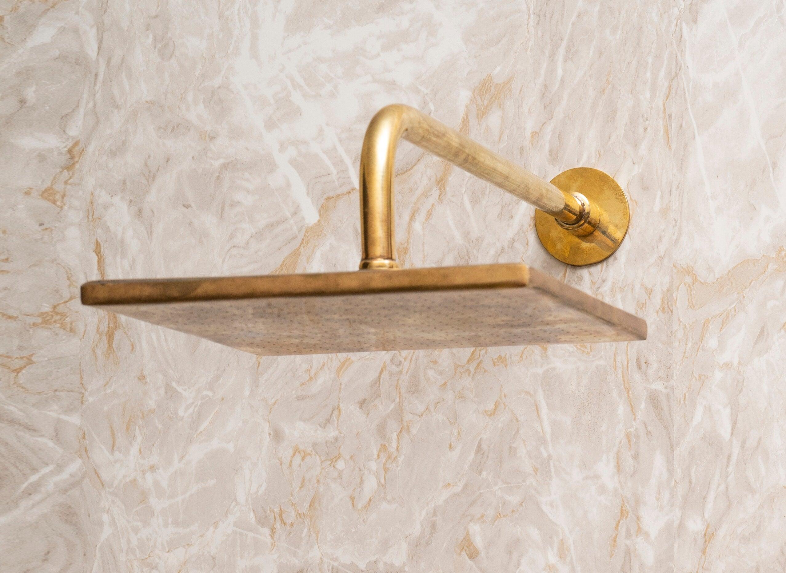 Unlacquered Brass Shower System with Handels & Rough-In Valve included Zayian