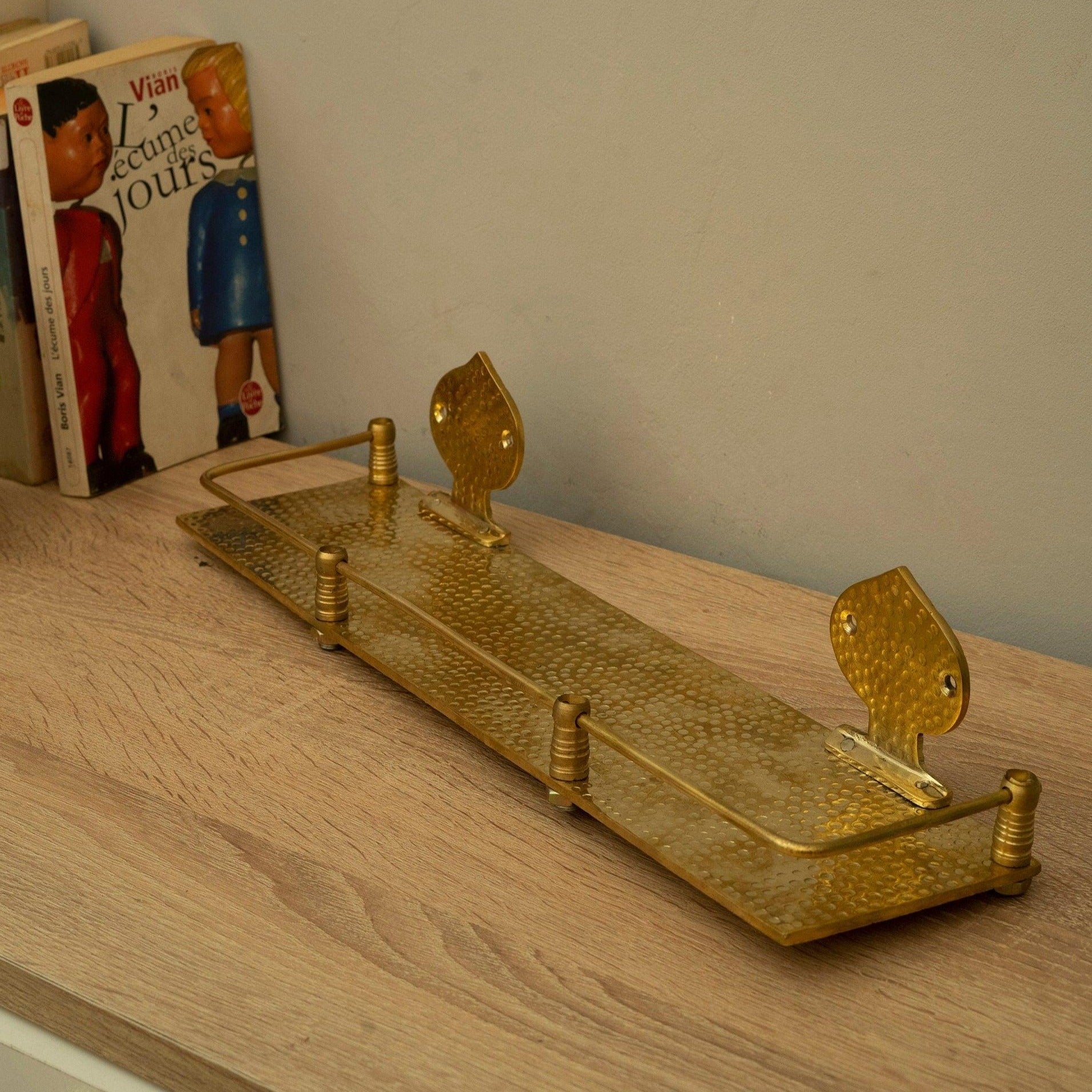 Handmade Solid Brass Hammered Floating Wall Shelf Zayian